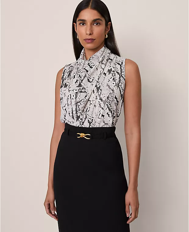 Ann Taylor snake print cowl neck blouse