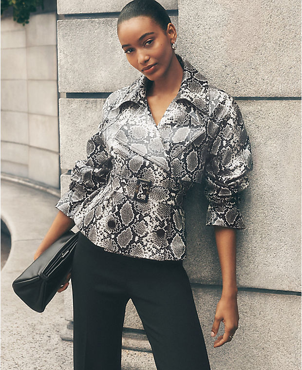 Ann Taylor snake print belted trench coat