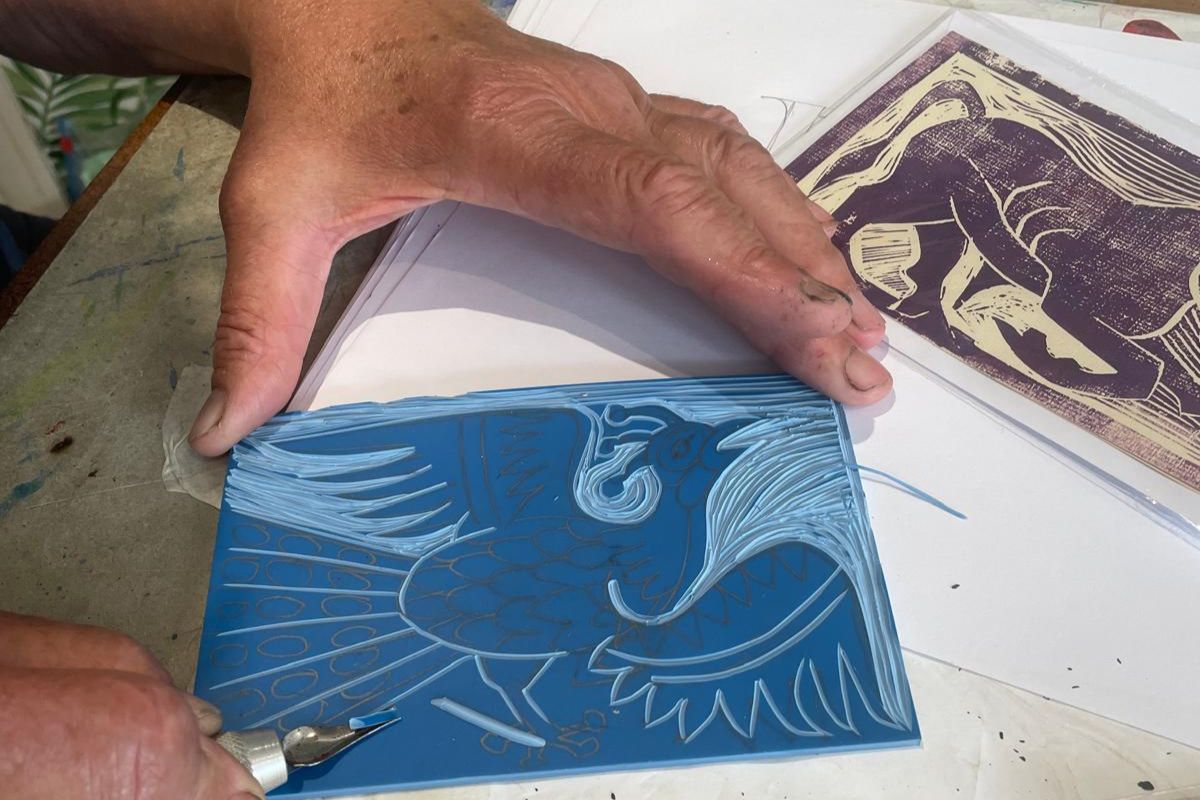 Lino cutting.