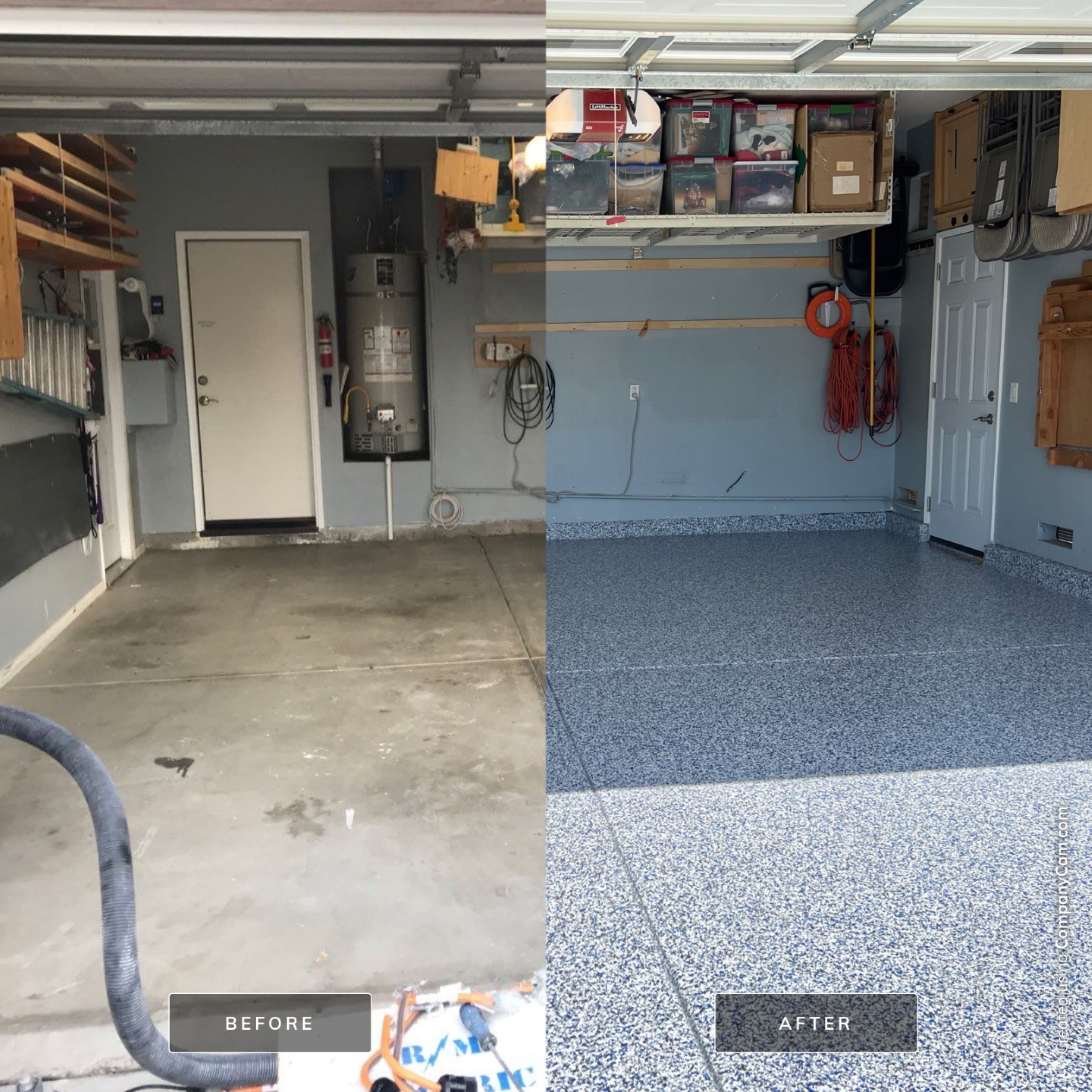 Custom epoxy flake blend for garage floor coating