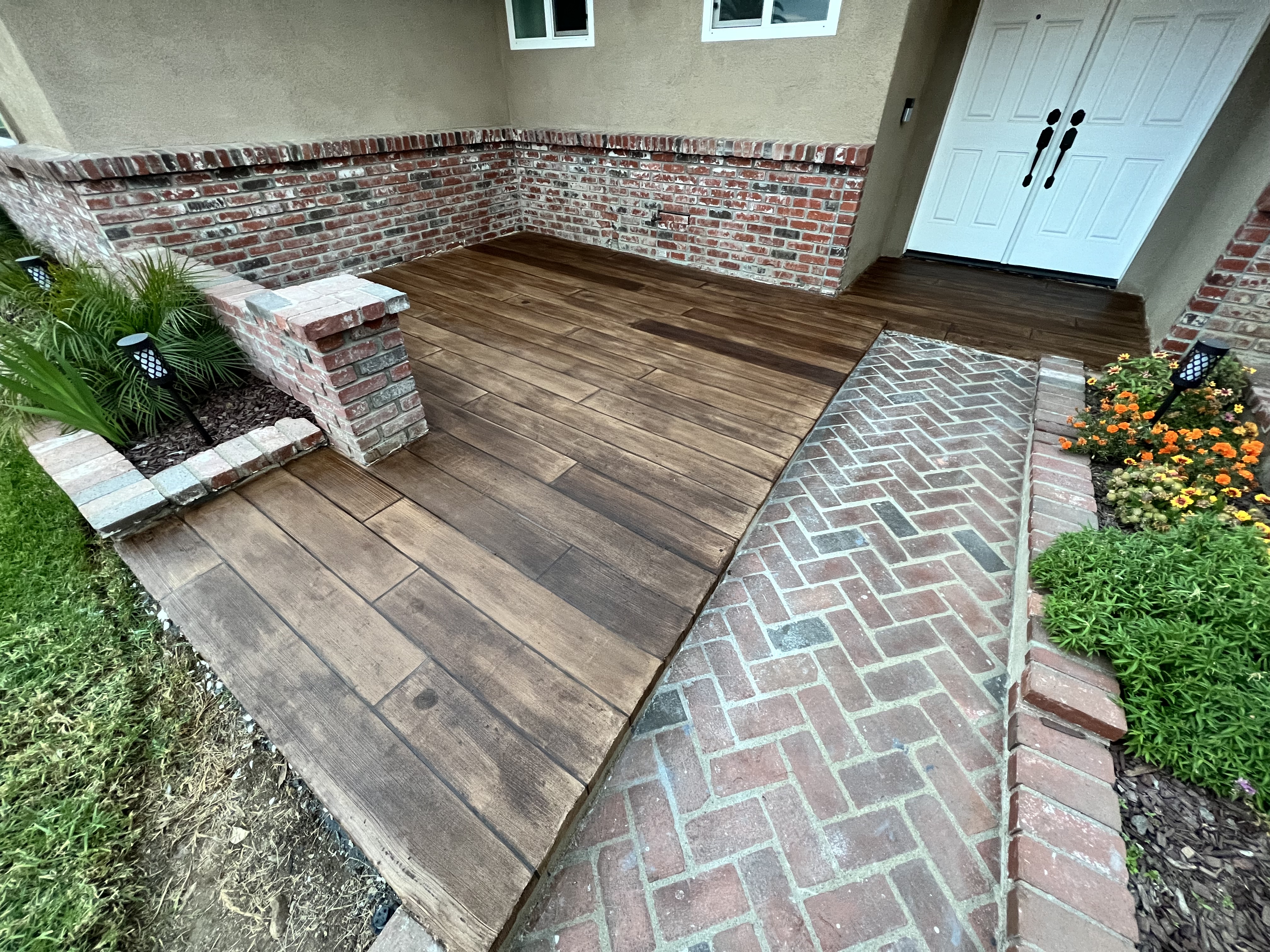 Rustic concrete wood overlay in Midland TX garage