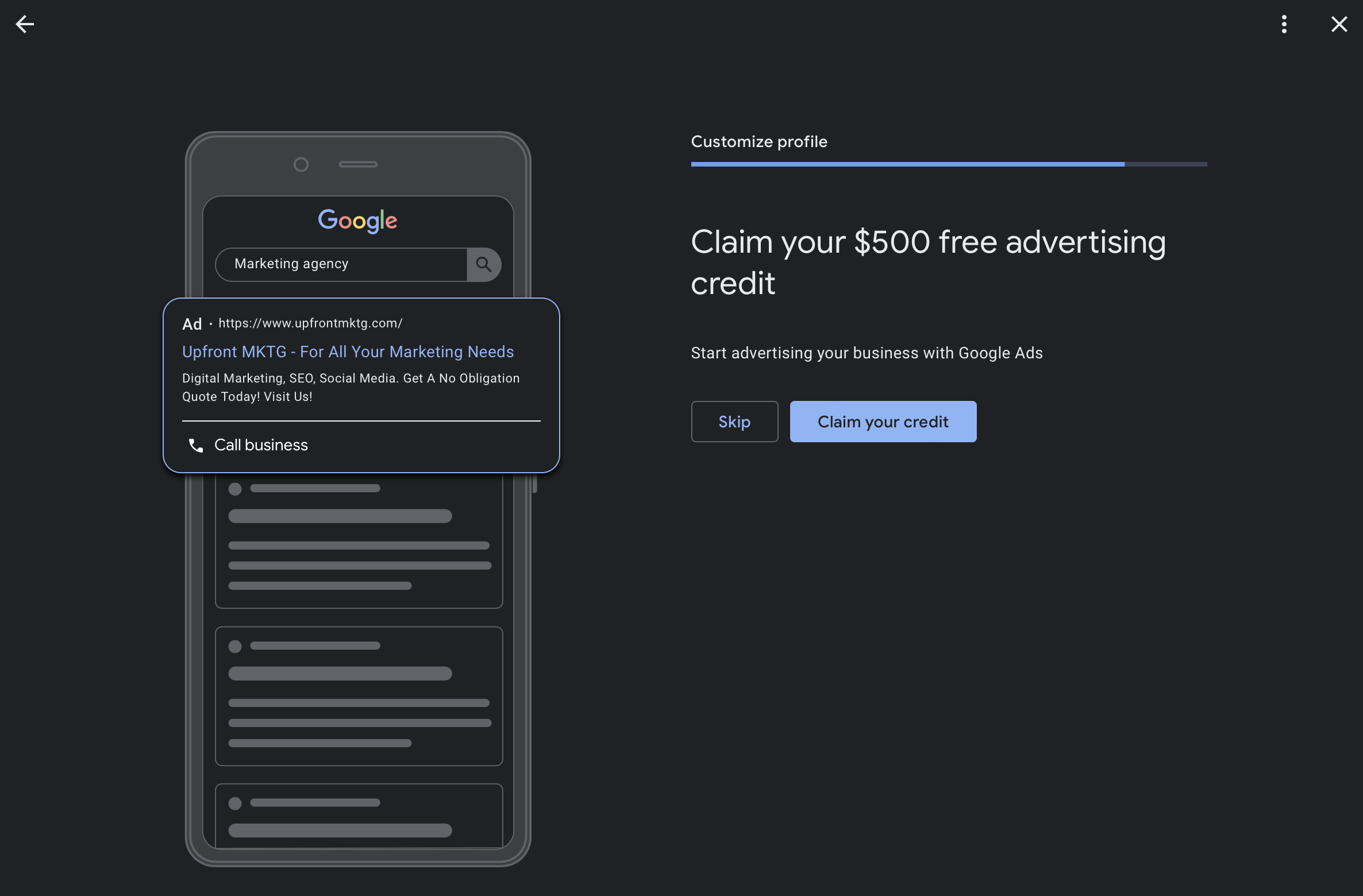 get free advertising credits from google