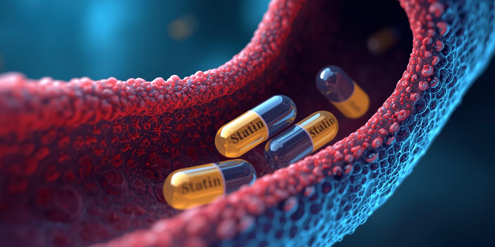 Statin medications in a blood vessel Statin medications in a blood vessel