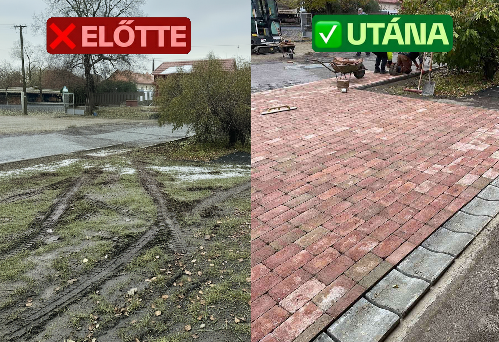 Utána – tartós burkolat vízelvezetéssel