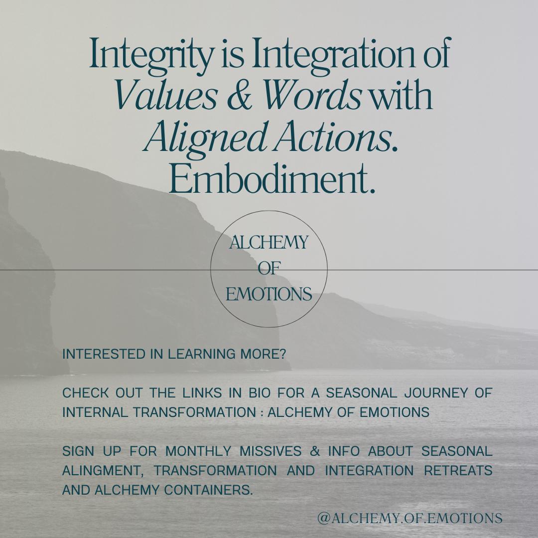 Integrity is Integration of values, words and actions.