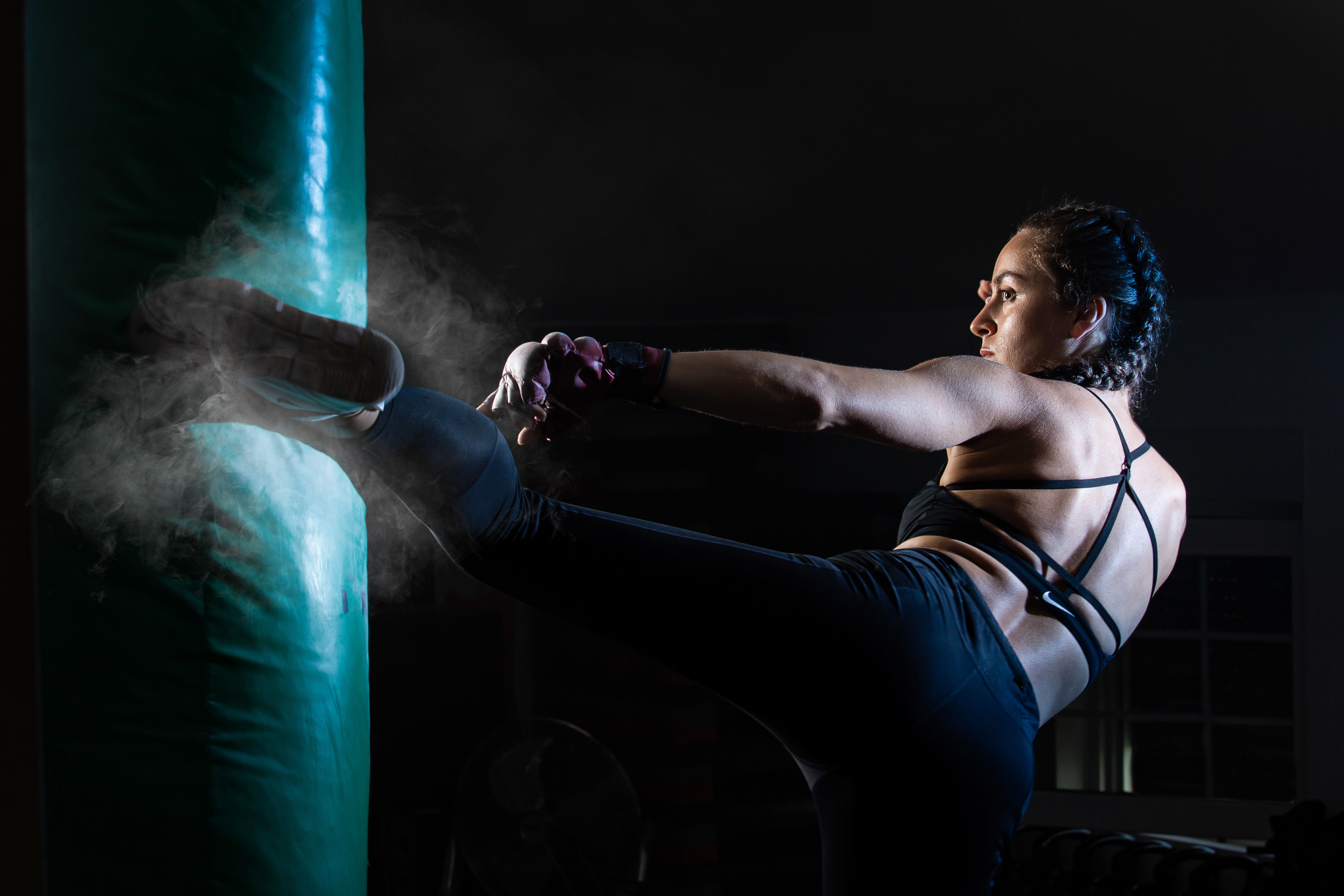 Focused athlete—mid session