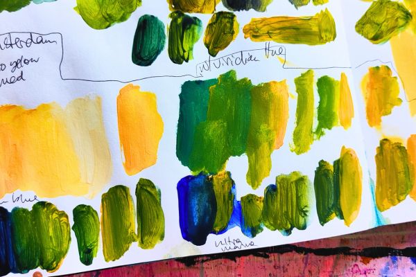 yellow acrylic mixes