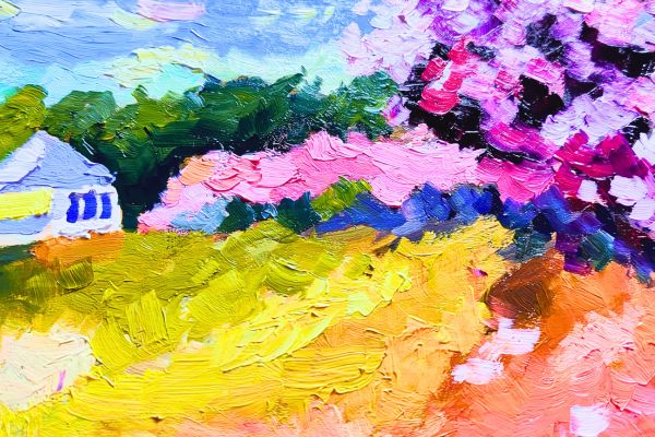 oil painting cherry trees