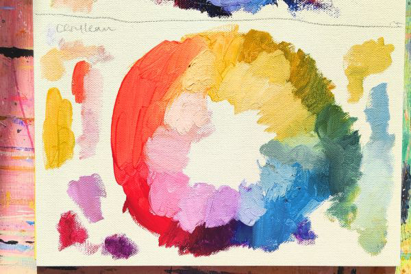 cerulean blue, quinacridone rose and french yellow deep