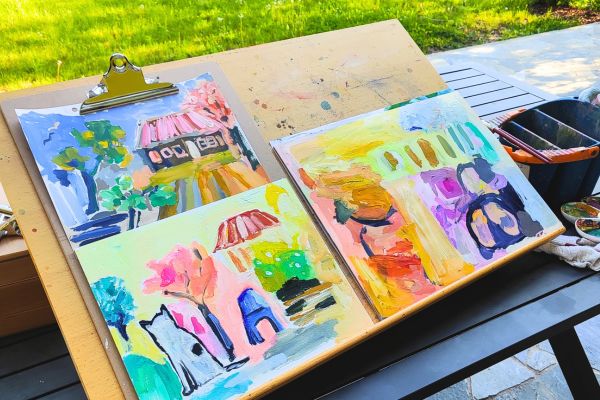 painting in garden painting in garden
