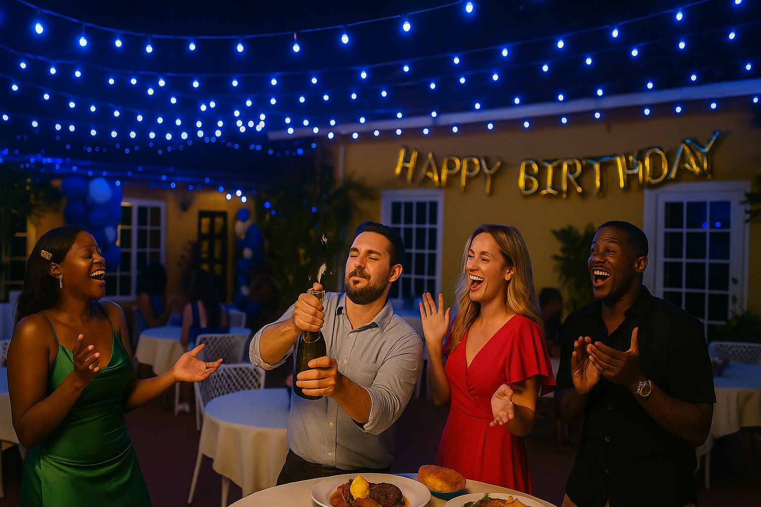 Friends enjoying and eating in restaurant