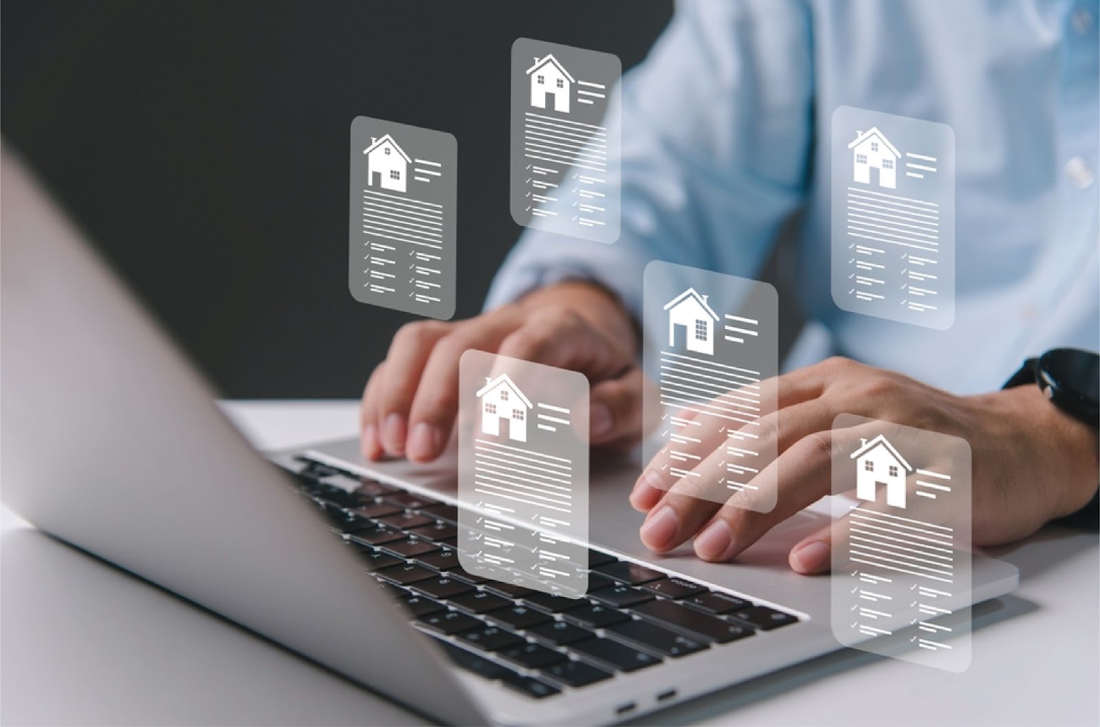 A person uses a laptop displaying house icons and documents, representing Non-bank home financing options from KBR Investing. A person uses a laptop displaying house icons and documents, representing Non-bank home financing options from KBR Investing.