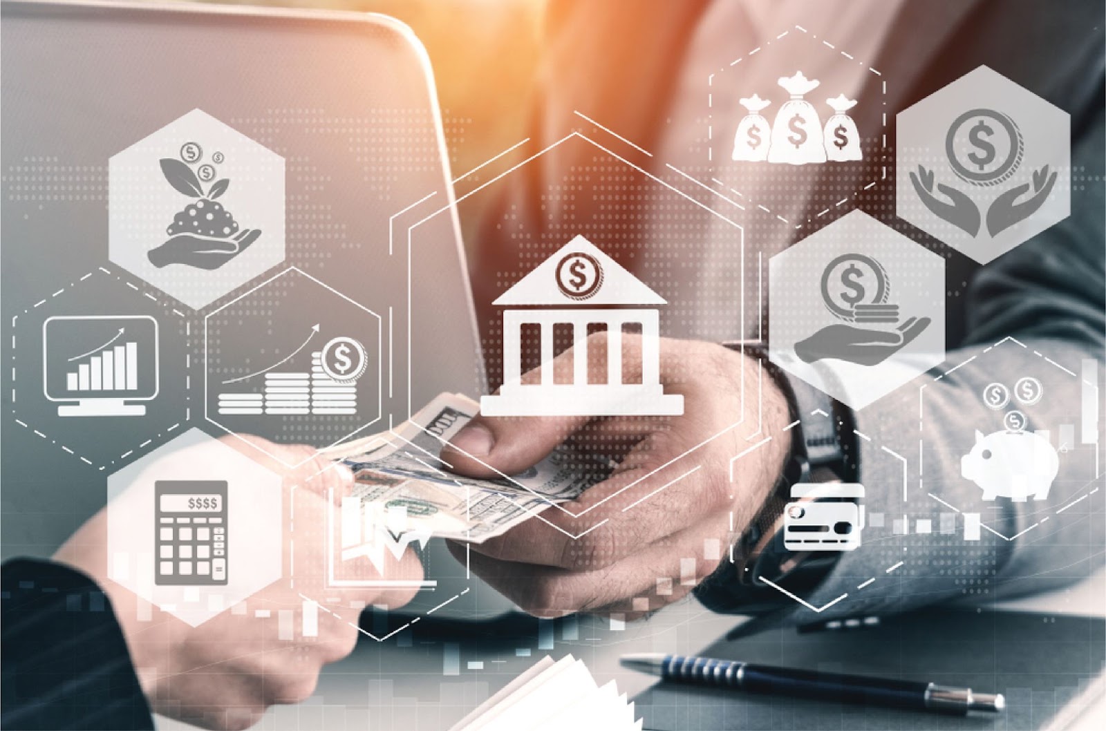 A business person holds cash with various financial icons, illustrating No bank financing solutions offered by KBR Investing. A business person holds cash with various financial icons, illustrating No bank financing solutions offered by KBR Investing.