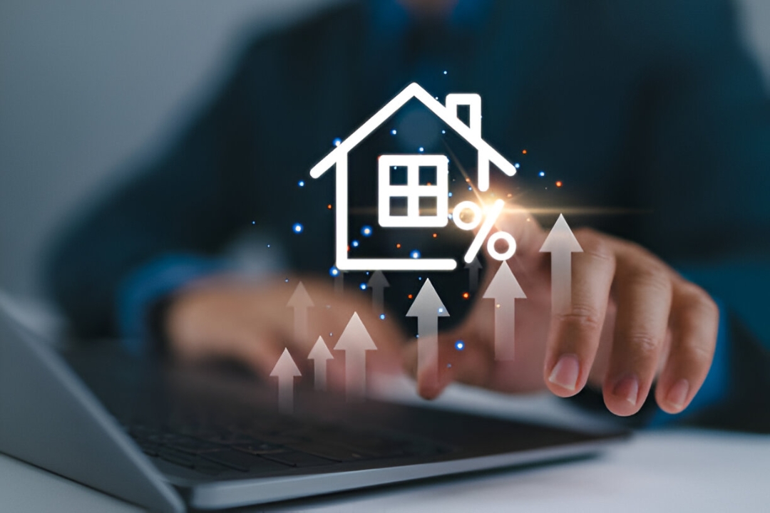 A house icon with a percentage sign and upward arrows over a laptop, signifying Flexible home financing solutions for penalty box buyers from KBR Investing. A house icon with a percentage sign and upward arrows over a laptop, signifying Flexible home financing solutions for penalty box buyers from KBR Investing.