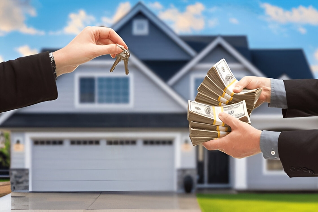  Two hands exchanging money for house keys, symbolizing the process of obtaining Bad credit home loans with KBR investing.