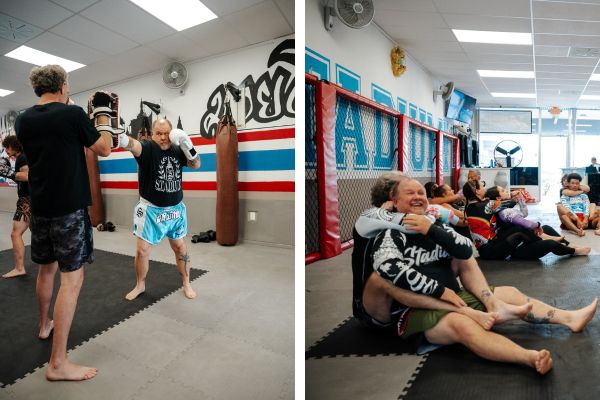 Local Hero and Heart Attack Survivor Chris Purvis training Muay Thai and BJJ at Stadium MMA. 