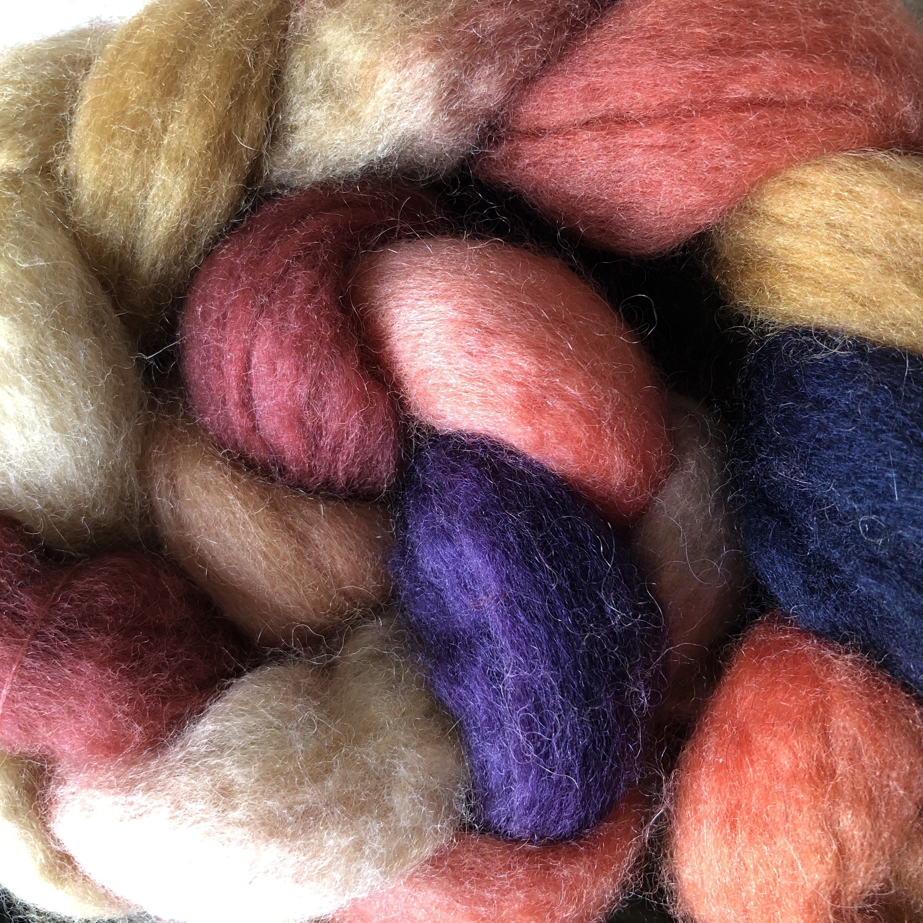 wool roving in a braid