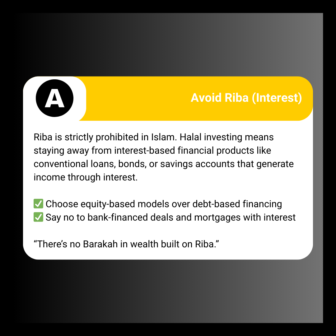 A – Avoid Riba (Interest) A – Avoid Riba (Interest)