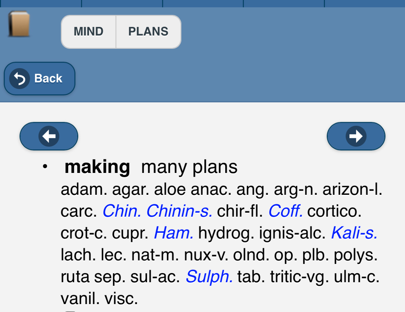 Homeopathic Rubric for making plans
