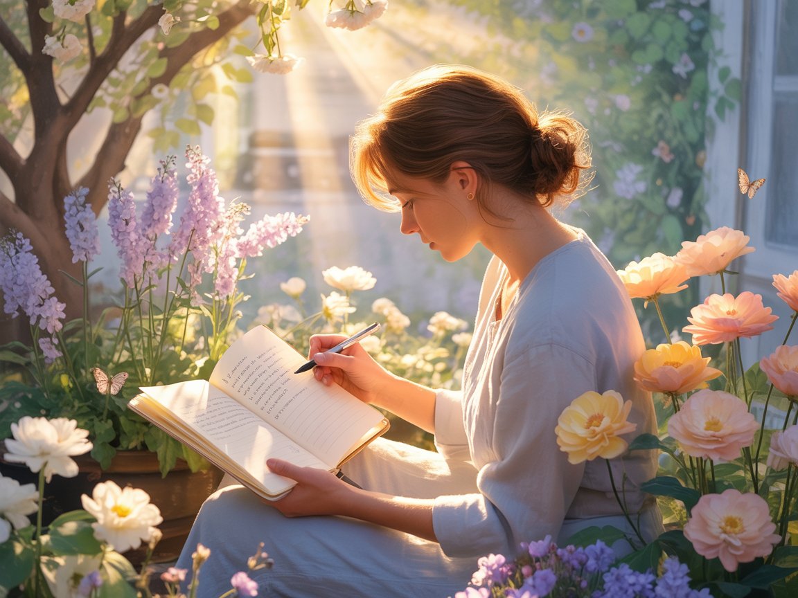 woman writing in journal