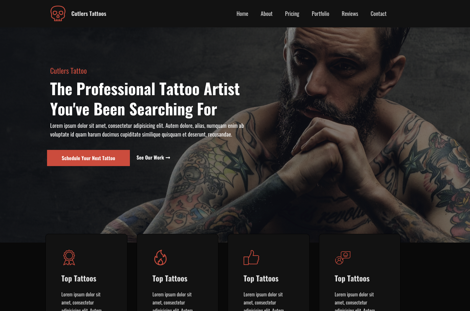 Screenshot of GoHighLevel tattoo artist website