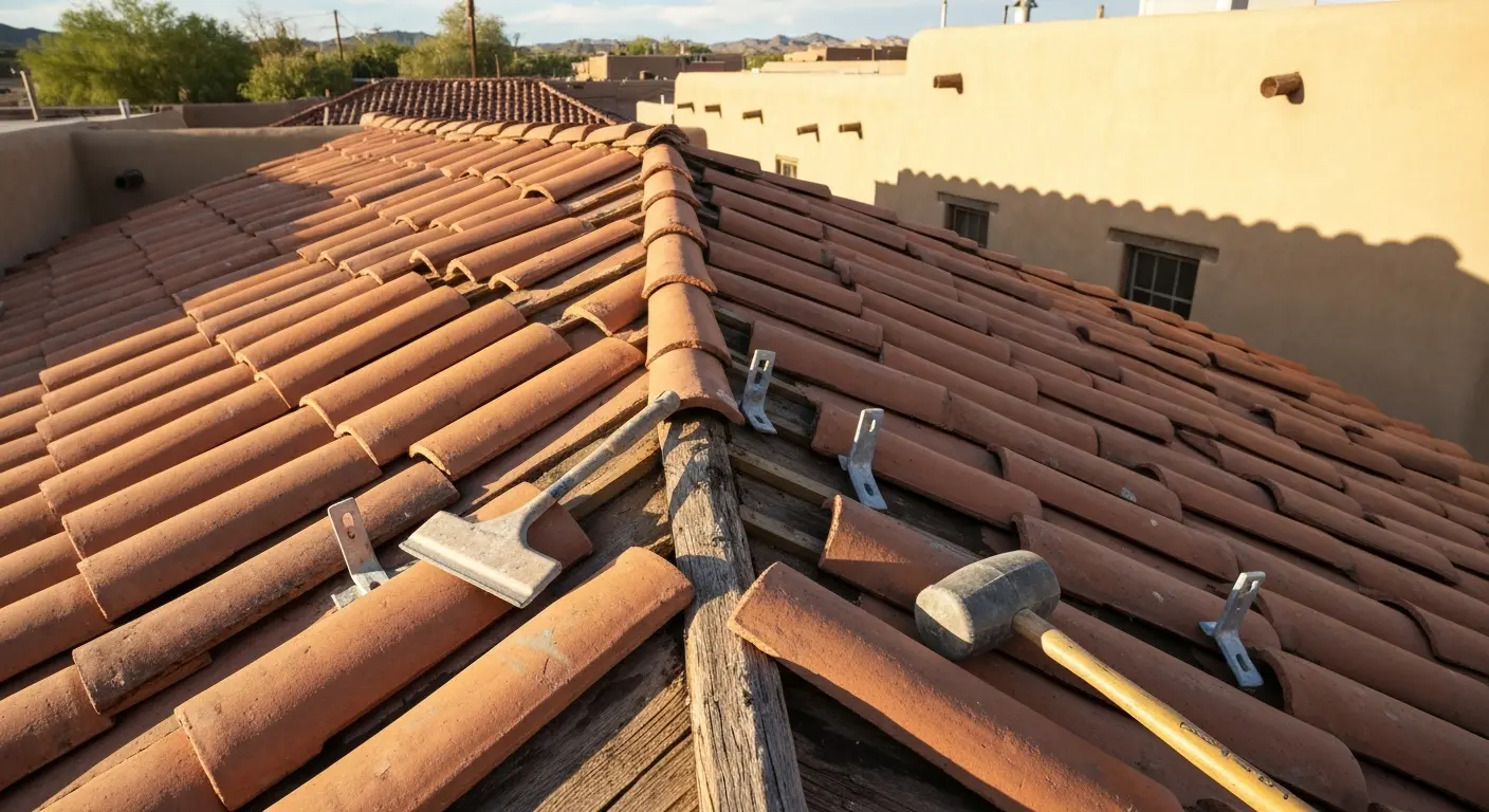 Spanish clay tile roof repair