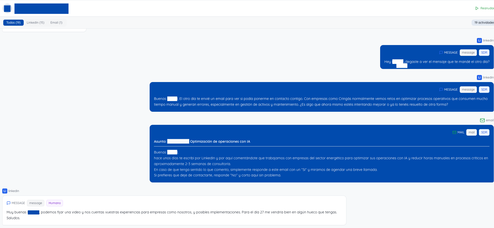 Secuencia completa multi-canal con cierre