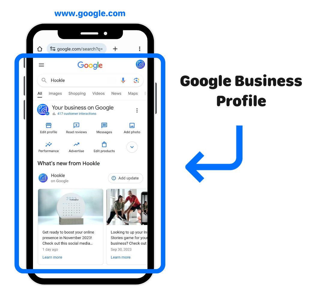 Google Business Profile on a cell phone screen