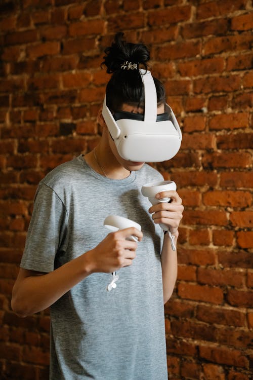 young male with a VR system on his head