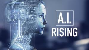 a digital person with the words AI Rising by it