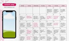 a pic of a cellphone with a calendar to the right of it