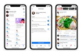 three cellphones that show a different page on each one