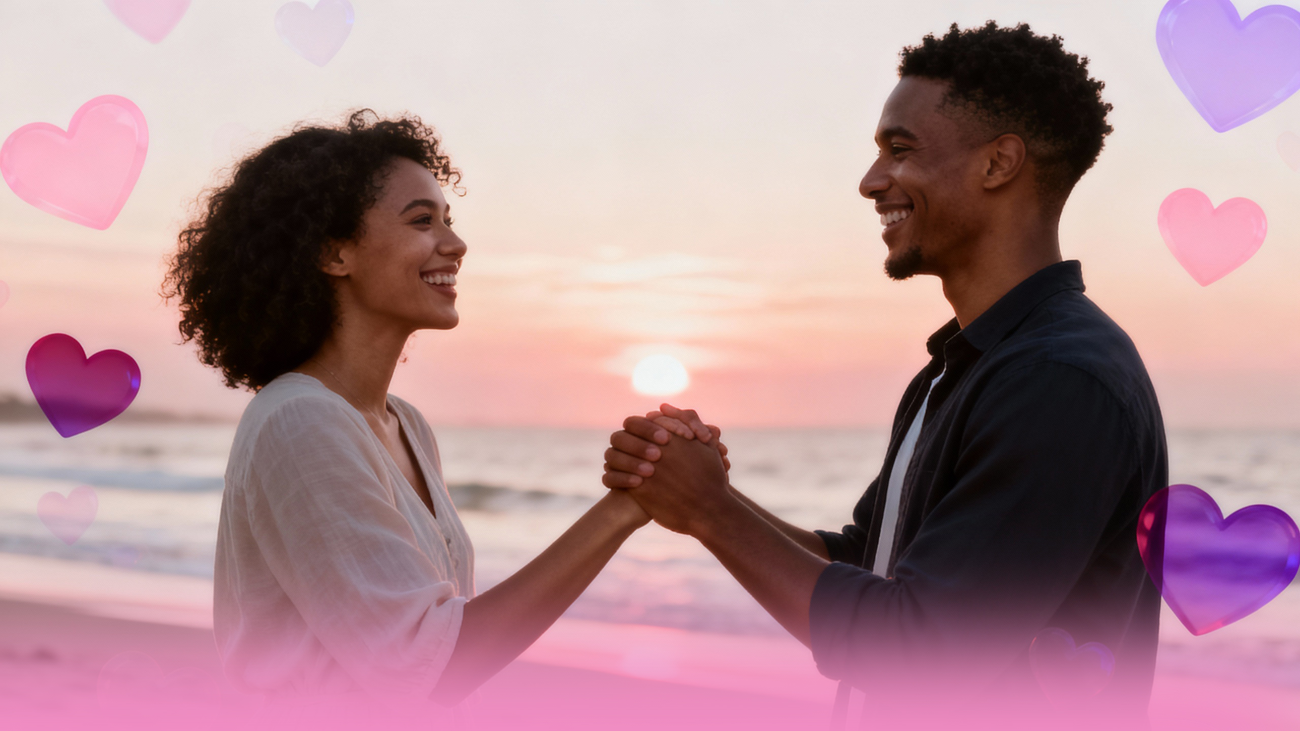 Couple looking at each other happily