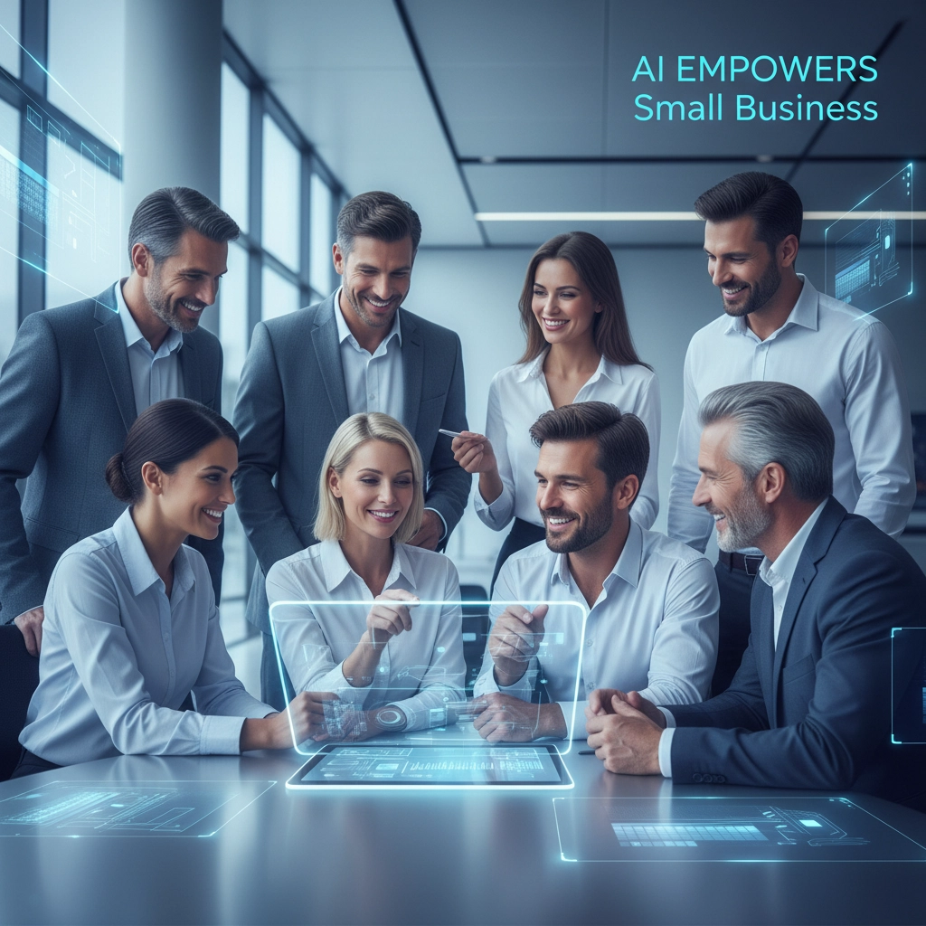 group of small business people planning AI strategy. 