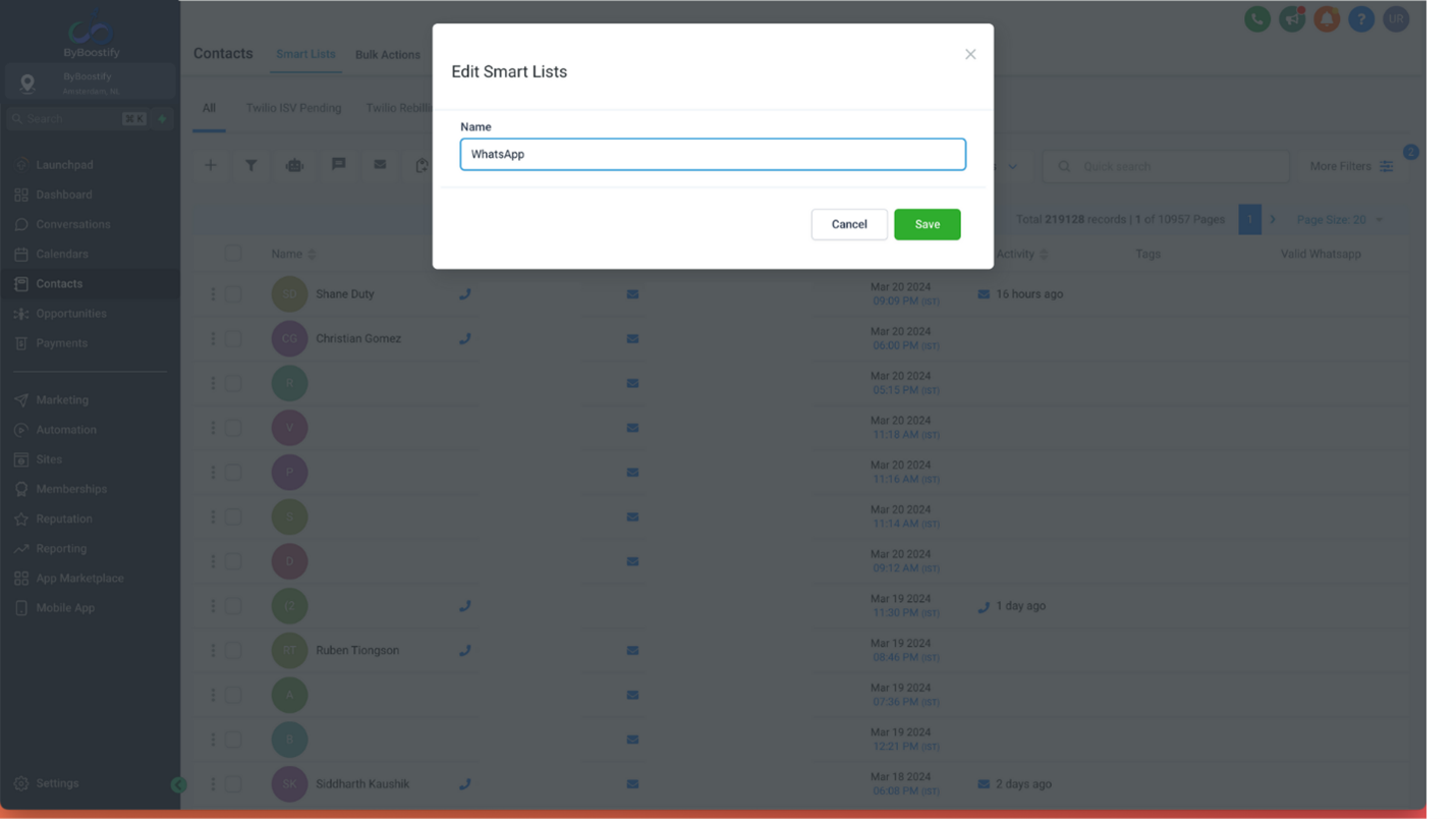 WhatsApp Contactbeheer en Slimme Lijst