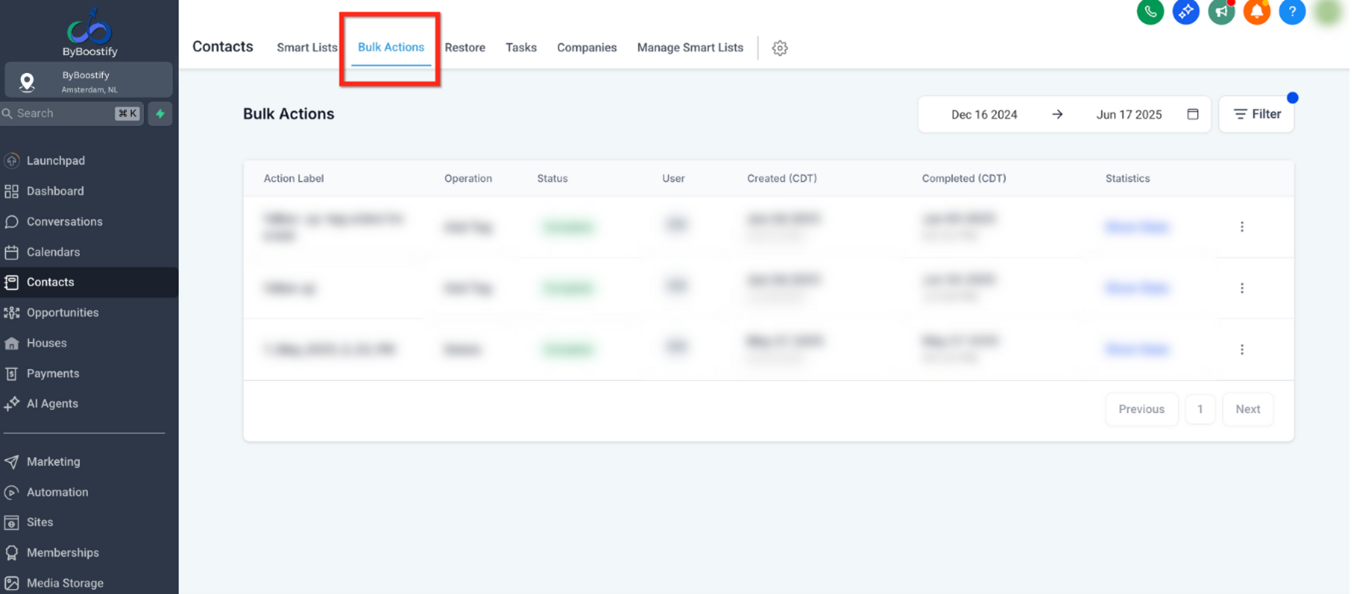 Bulk Acties Voor Contacten & Slimme Lijsten