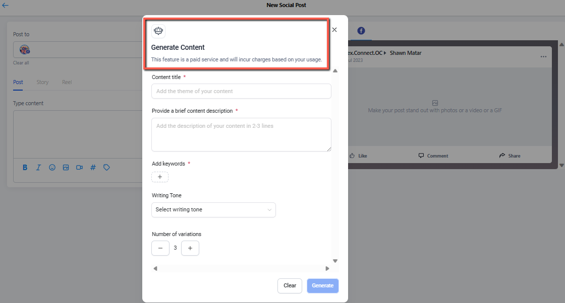 Social Media ApexConnectOC_New Post_Content using AI_Paid Service