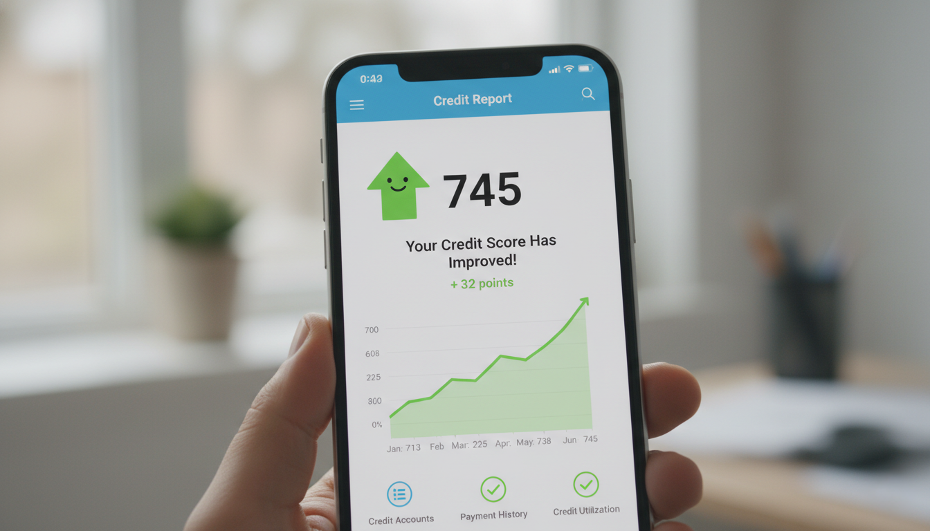 Visual of improving a credit score to qualify for a better mortgage rate.