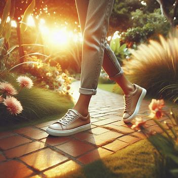 Feet walking along a sunlit path, representing steady progress and self-trust. Feet walking along a sunlit path, representing steady progress and self-trust.