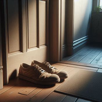 Shoes by a doorway, symbolizing readiness to move forward without urgency. Shoes by a doorway, symbolizing readiness to move forward without urgency.