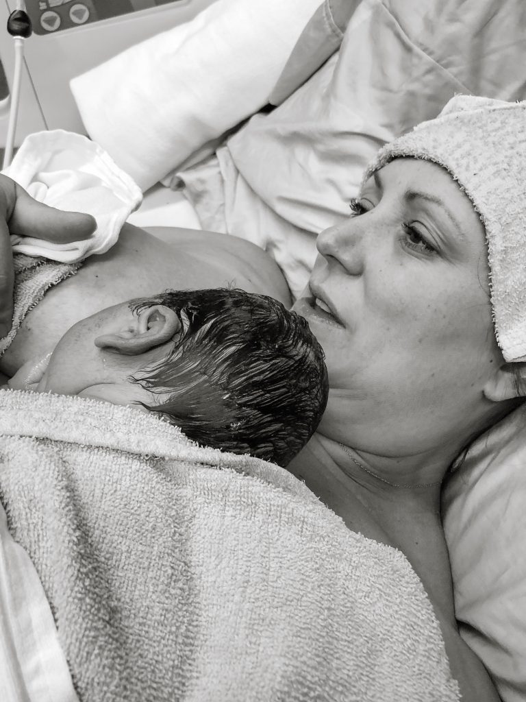 My son's first birth pic