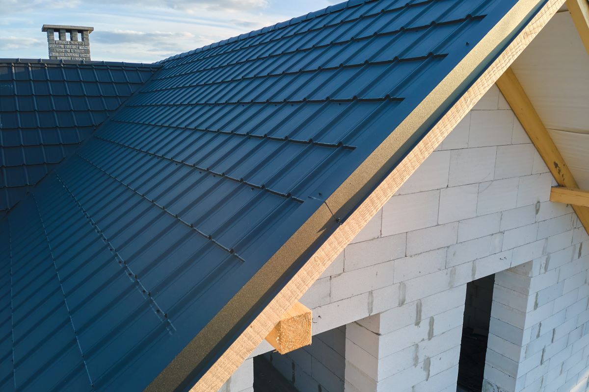 metal roof on unfinished house