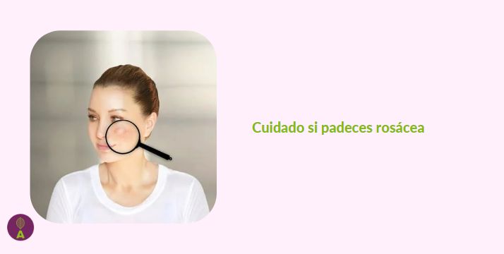 Si padeces rosácea has de tener cuidado con algunos aspectos del ejercicioEvita los entrenamientos de alta intensidadEvita que tu cuerpo se sobrecalienteEvita hacer ejercicio en una habitación abarrotada cuando entrenes en interioresMejor haz períodos breves de ejercicio en lugar de una sesión de entrenamiento continuaHaz ejercicio por la mañana o por la noche, cuando el sol no está en su cénitMantente hidratada. Ten una botella de agua a mano
