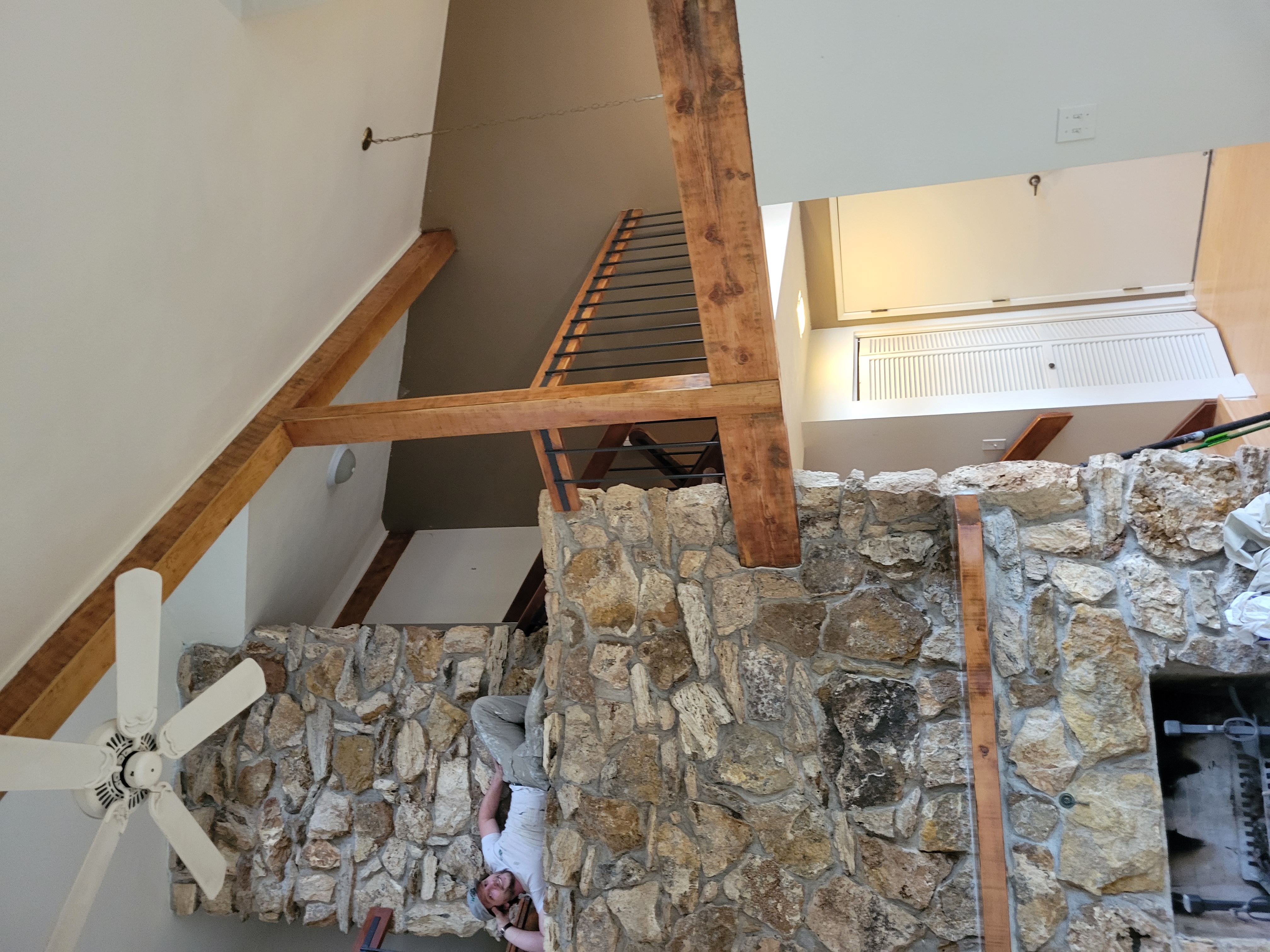 Sloped Ceiling with wood accents