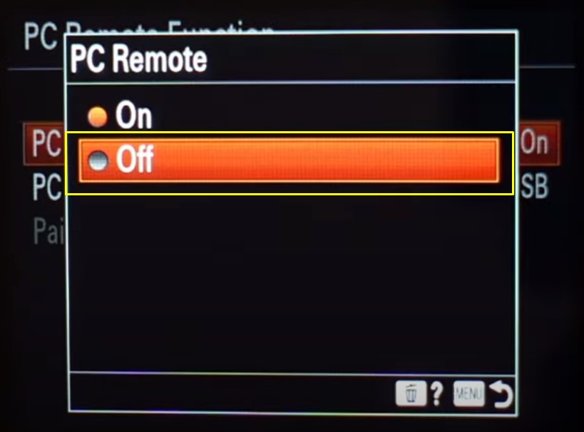 turning pc remote function off on the sony zv-e10 mark 1 camera