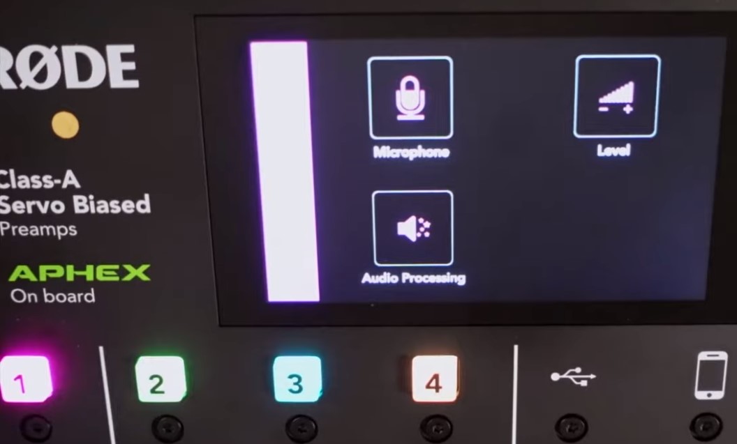 channel 1 (the pink number 1 on the board) to access that microphones settings menu