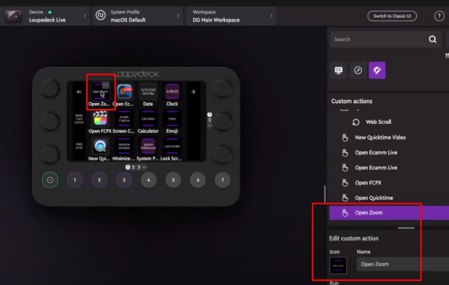 Loupedeck App. In the "System Profile" tab