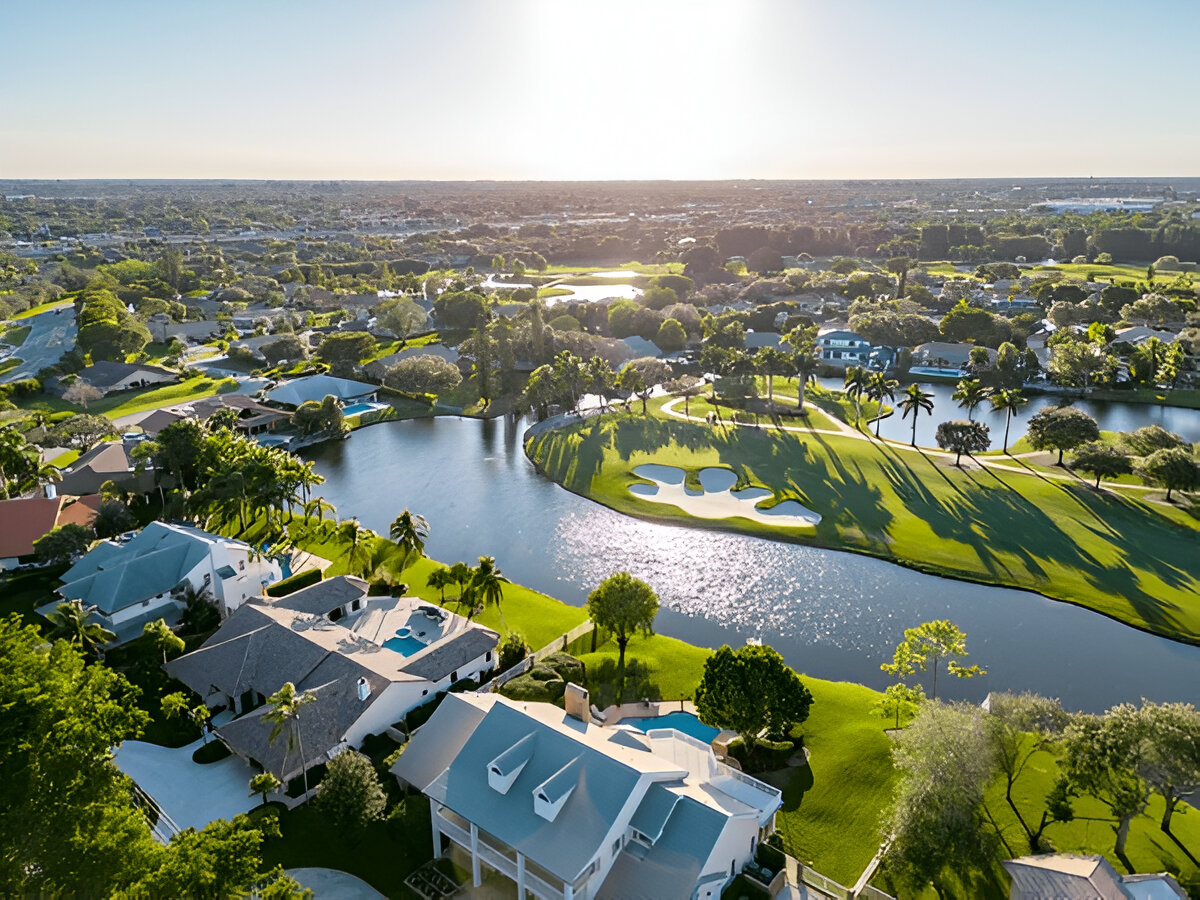 palm beach county aerial shot of waterfront property