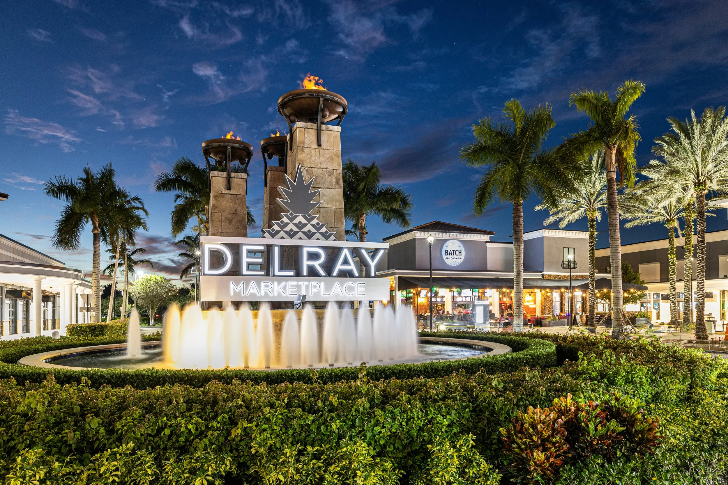 Delray Beach Marketplace shopping and dining center with retail stores, restaurants, and entertainment in Delray Beach, Florida.