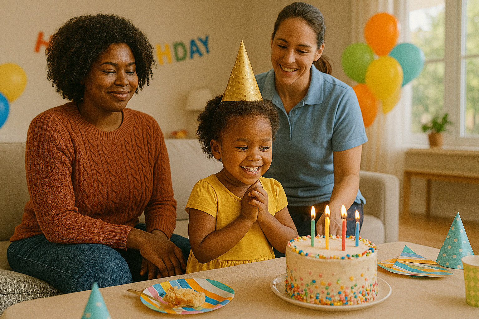 Parent relaxing and enjoying child's birthday while staff handles everything Parent relaxing and enjoying child's birthday while staff handles everything